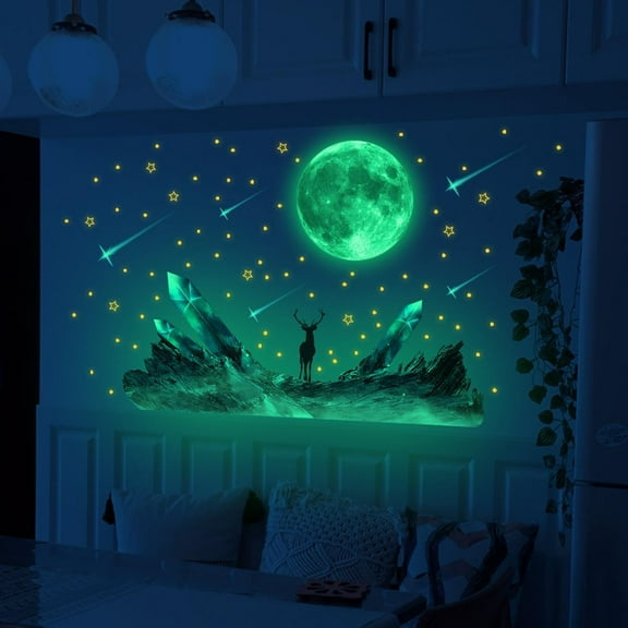 Wall Ceiling Sticker Glow In The Dark Luminous Stars and Moon 3D Ceiling Decor