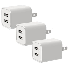 Wall Charger, 12W Universal Dual Port 2.1A Rapid Portable USB Travel Wall Adapter for 7 6S Plus, 5S, Pro, Galaxy S8, S7, S6 Edge Plus, S5, Nexus, HTC, Android GoPro & More (3 Pack)