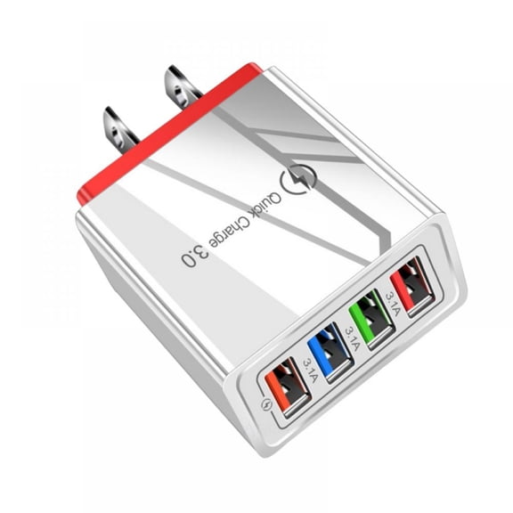 Wall Charger,4-Port USB Plug Cube Portable Wall Charger Quick Charge Plug for iPhone iPad Android