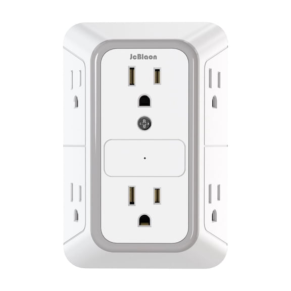 Wall Charger 6 AC Outlet Extender3-Sided Surge Protector Multi Plug Wall Outlet, Adapter Spaced Outlet Splitter for Home Office Dorm Tool room, White