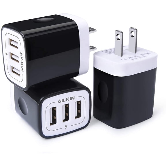 Wall Charger,Charging Blocks,USB Charger Adapter,3.1A/3Pack Muti Port Fast Charge Station Power Charge Base Plug,Black