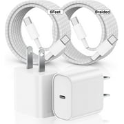 Wall Charger Compatible with iPhone 15 16 Charger Fast Charging,20W USB C Charger Block with 60W 6FT USB C Braided Cord Compatible for iPhone 16 15 Pro Max/Pro/Plus/iPad Pro/Air Case
