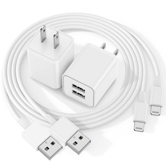 Wall Charger Compatible for iPhone Charger Cable 6ft, 2 Pack Dual Port USB Block Cube Adapter with Charging Cord Compatible for iPhone 14/13/12/11 XS/XS Max/XR/X 8/7/6 Plus SE,iPad,Case