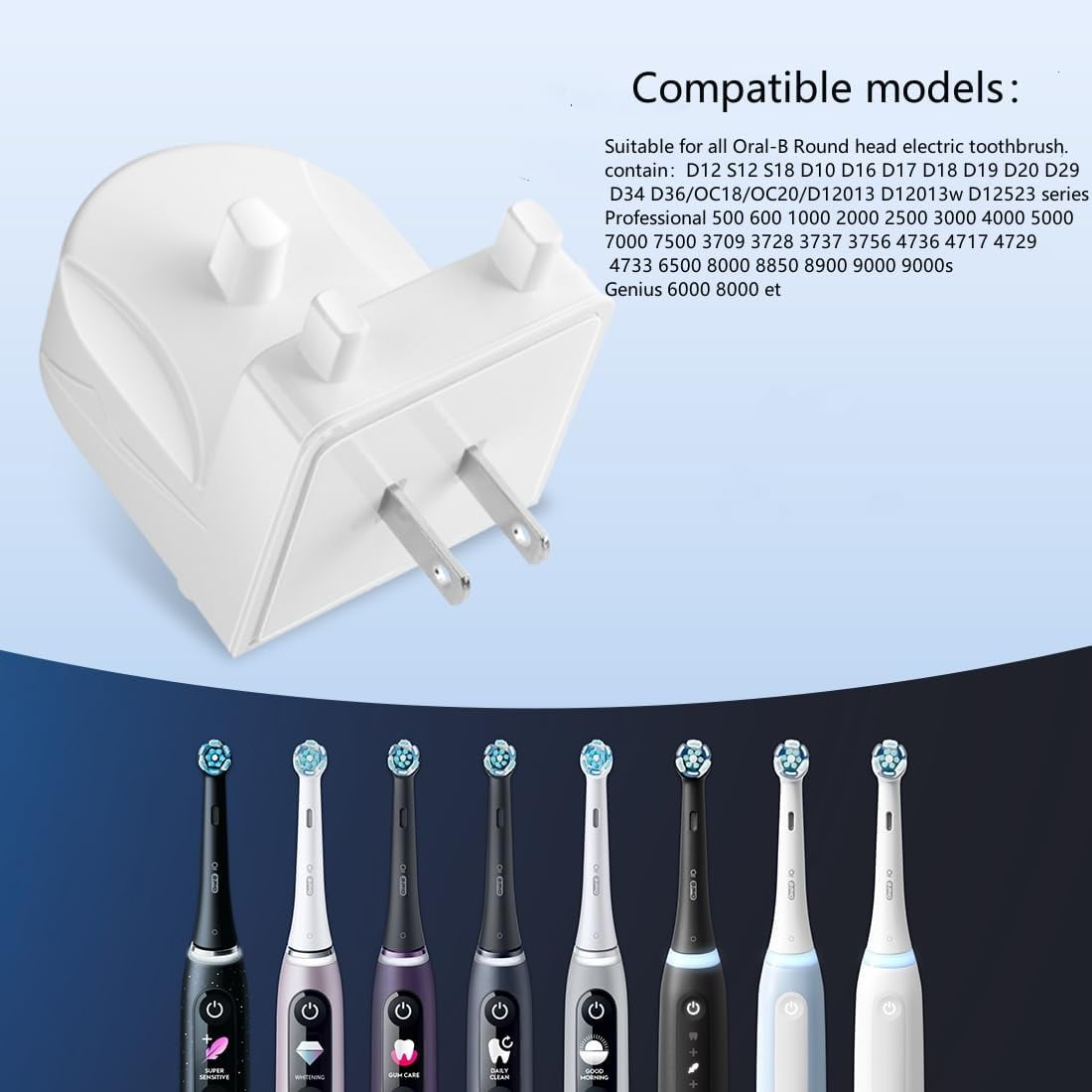 Wall Charger for Oral-B Braun Electric Toothbrush, Wireless Electric Toothbrush Wall Charger for Oral-B and Braun Most Models (Excluding IO Series and Pulsonic Series) (White)