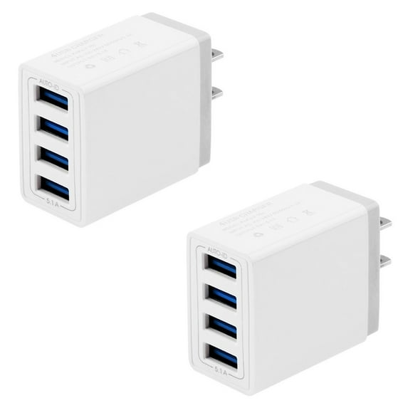 Wall Charger Plug, 2-Pack 3.1A 4-Muti Port USB Adapter Power Plug Charging Station Box Base Replacement for iPhone 11 Pro Max/X/8/7, iPad, Samsung Phones and More USB Wall Charging Block