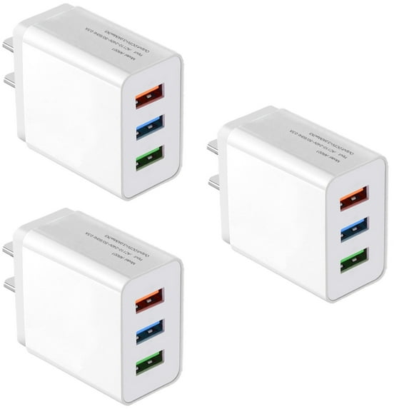 Wall Charger Plug, 3-Pack 3.1A 3-Muti Port USB Adapter Power Plug Charging Station Box Base Replacement for iPhone 11 Pro Max/X/8/7, iPad, Samsung Phones and More USB Wall Charging Block