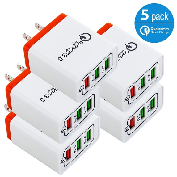 Wall Charger Plug, 5-Pack 3.1A 3-Muti Port USB Adapter Power Plug Charging Station Box Base Replacement for iPhone 11 Pro Max/X/8/7, iPad, Samsung Phones and More USB Wall Charging Block