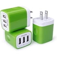 thumbnail image 1 of Wall Charger,USB Charger Adapter,3.1A/3Pack Muti Port Fast Charging Station Power Charge Base Block Plug,Green, 1 of 7