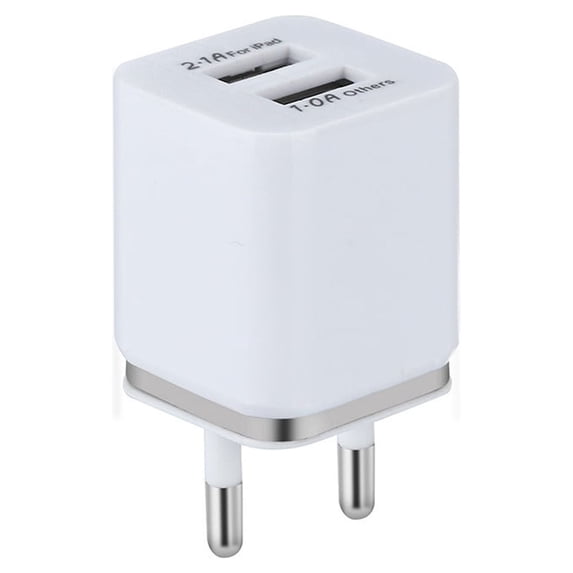 Wall Charging Block European Travel Plug Adapter Charger for Cell Phones, Cameras and More, 2 Charger Port USB Travel Adapter Plug, EU Brick Plug in Europe Outlets Power Strip,Gray