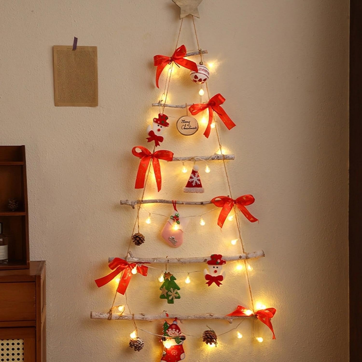 Wall Christmas Tree with Lights, Wooden Christmas Trees Wall Mounted ...