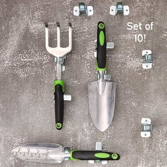 Wall Clamps Set Of 10 Spring Grip For Brooms Mops Rakes Organization