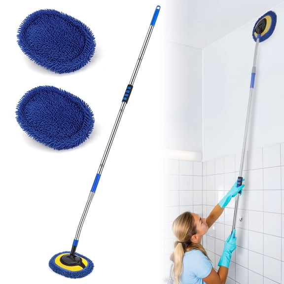 Wall Cleaner Max 66'' Mop With Long Handle Ceiling Dust 15 Labor-saving Elbow Extension Pole Baseboard Duster Washer Scrubber High Reach Window Cleaning Brush Roof Tool-bu