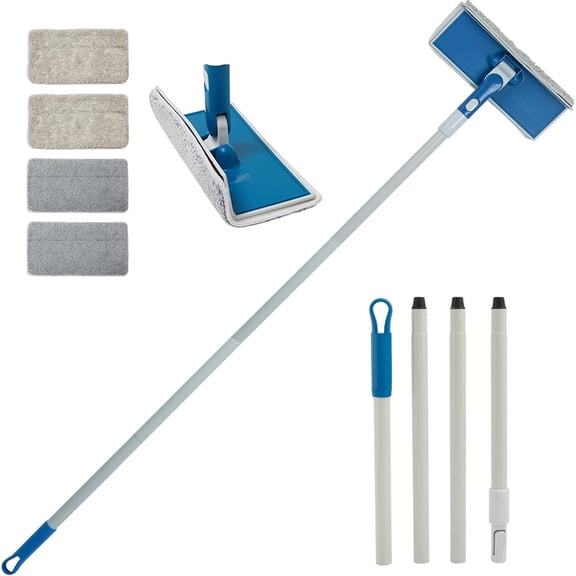 Wall Cleaner Mop with Foldable Panel, Baseboard Cleaner Tool with 55" Long Handle, Cleaning Mop Duster for Walls, Ceilings, Baseboards, Floors