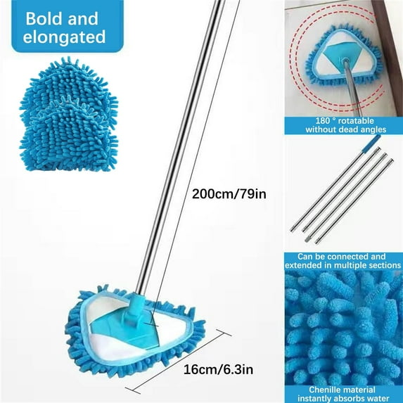 Wall Cleaner Mop with Long Handle 3 in 1 Ceiling Cleaning Tool Duster with Replacement Household Multifunctional Cleaning Ceiling Small Mop