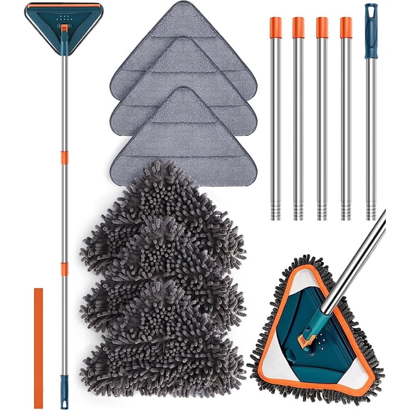 Wall Cleaner Mop with Long Handle, 360 Degree Rotatable Baseboard Cleaner Tool, 85 Inch Duster for Walls, Ceiling Fans, Baseboards, Floors