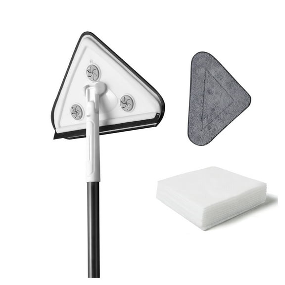 Wall Cleaning Mop with Disposable Pads, Triangle Mop for Walls & Floors, Long Handle Reach, 32-60 Inch Adjustable, Microfiber Mop for Dusting & Washing