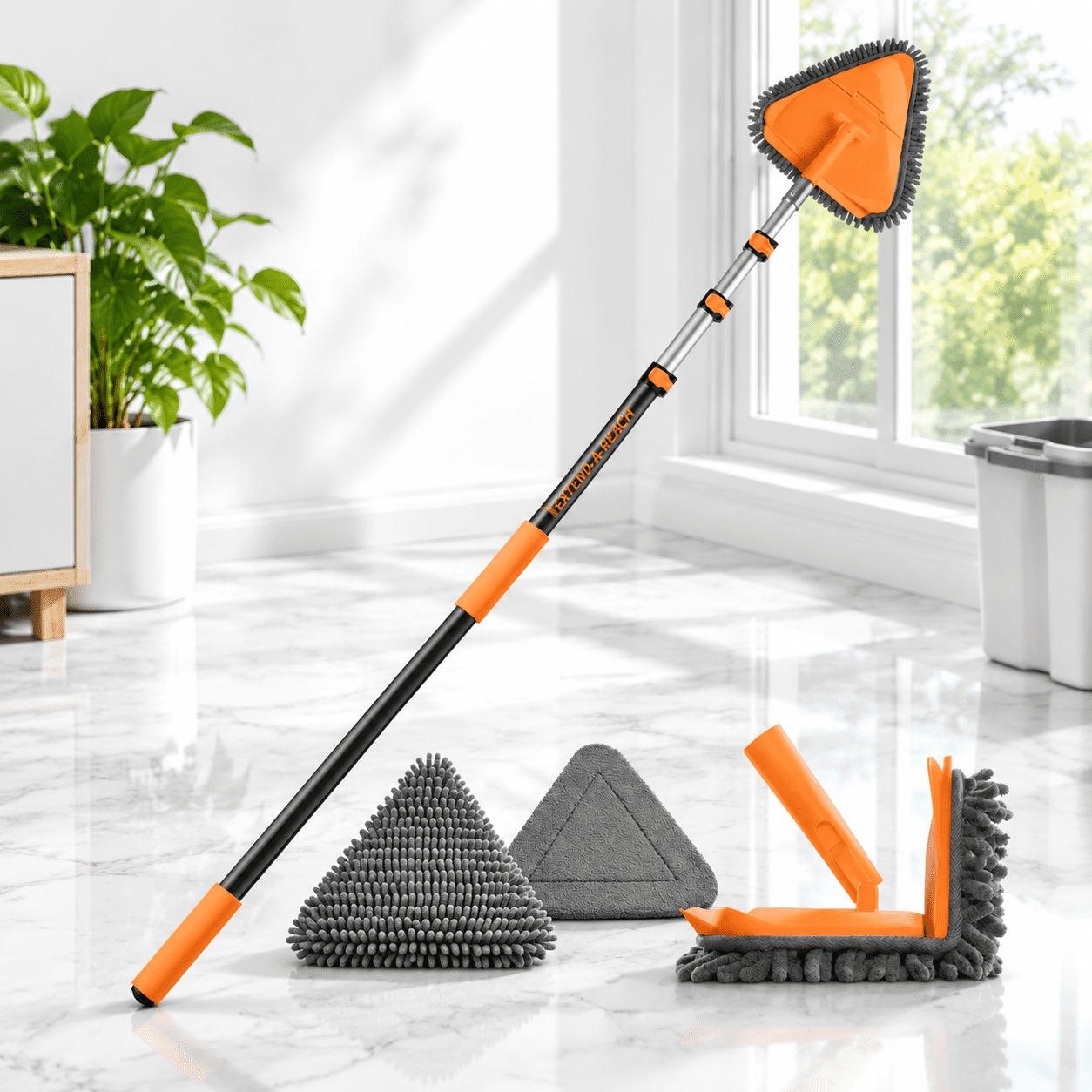 Social Tools Extension Wall Cleaning Tool with Telescopic Extension Pole for Baseboards Walls ...