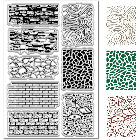 Wall Clear Stamp for Card Making Brick Waves Irregular Stone Patterns Rubber Silicone Background Reusable Transparent Seal for Journaling DIY Scrapbooking Embossing Album Photo Craft Decor Making DIY