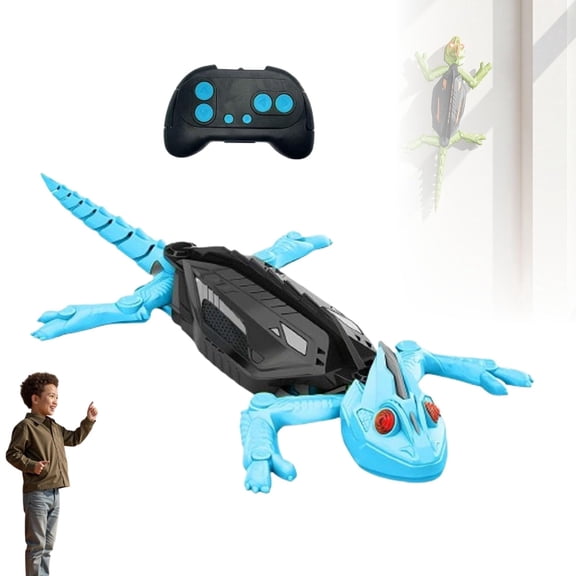 Wall Climbing Gecko RC Toy, Glow in Dark Rechargeable Remote Control Lizard LED Eyes 360 Rotate Dual Surface Crawls Walls Floors Ceilings Gift Kids 3+ Boys Girls