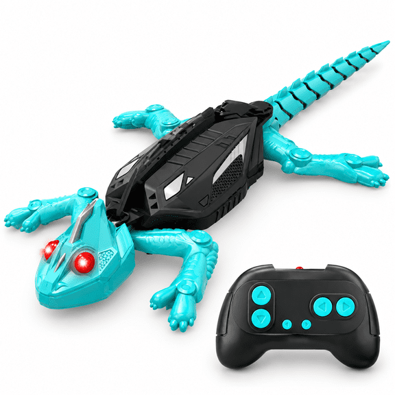 Wall-Climbing Lizard Toy, Remote-Control Gecko That Climbs Walls & Ceilings, RC Crawling Reptile with LED eyes, Funny Prank Gift for Kids Boys Girls Ages 3-12