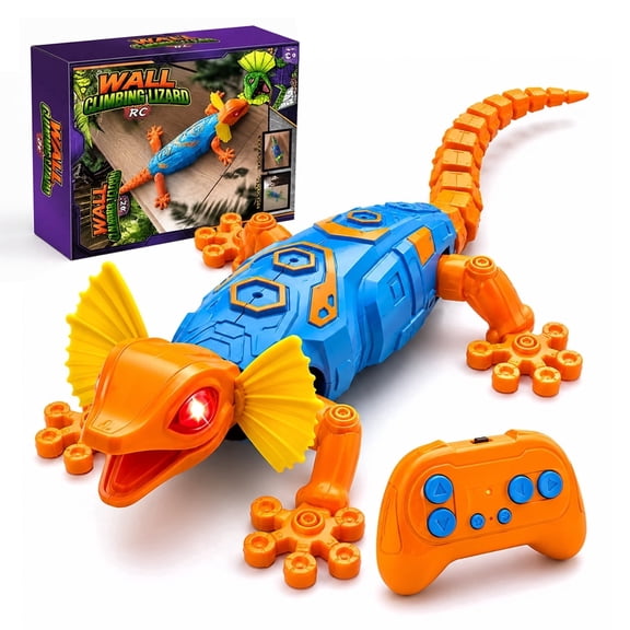 Wall Climbing Remote Control Lizard Toy, Dual Mode Rechargeable RC Wall Crawler with 360° Rotation and LED Eyes for Kids Ages 3+