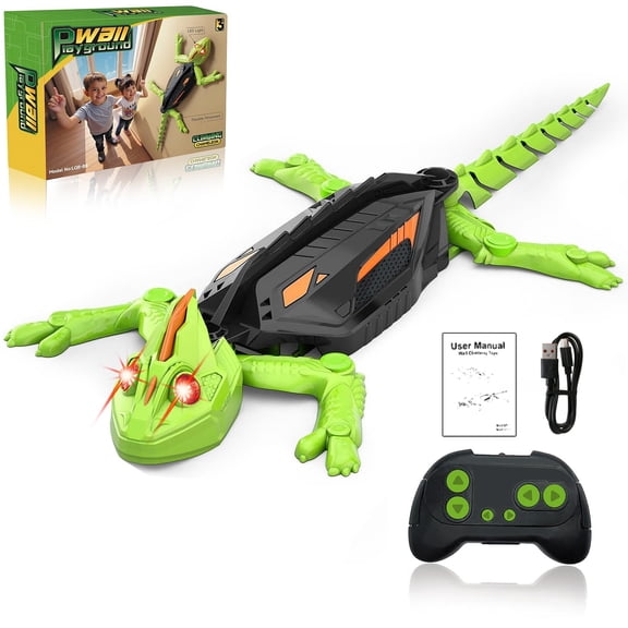 Wall-Climbing gecko Toy lizards, Rechargeable remote control lizard toy that climbs the wall & Ceilings, RC Crawling Reptile Robot with LED eyes,Funny Christmas Birthday Gift for Kids Ages 3-8.