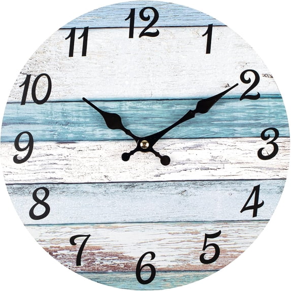 Wall Clock, 10 Inch Battery Operated Clocks Living Room Decor, Silent Non-Ticking Bathroom Wall Clock, Round Country Retro Rustic Style Wall Clock for Home Bedroom Office