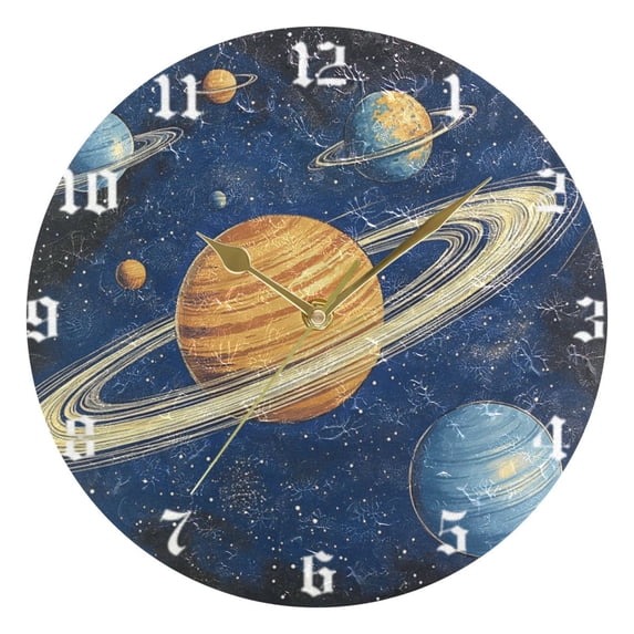 Wall Clock 10 Inch Battery Operated Clocks Living Room Decor, Silent Non-Ticking for Living Room Home Kitchen office Planet