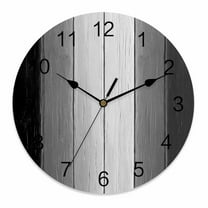 Wall Clock 10 Inch Farmhouse Rustic Wood Round Silent Decorative Wall Clocks Battery Operated for Living Room Bedroom Kitchen Classroom Decor, Black Grey,Small