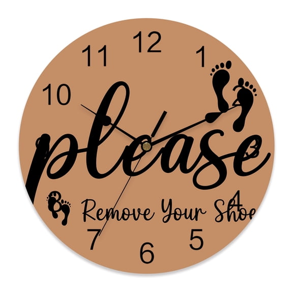 Wall Clock 10 Inch Shoes Off Theme Round Silent Decorative Wall Clocks Battery Operated for Living Room Bedroom Kitchen Classroom Decor, Funny Quotes