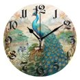 thumbnail image 1 of Wall Clock 10 Inch Silent Non-Ticking 8 Beautiful Peacock Battery Operated Rustic Retro for Living Room Home Kitchen Bathroom, 1 of 7