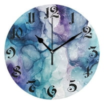 Wall Clock 10 Inch Silent Non-Ticking 8 Blue and Purple Marble Battery Operated Rustic Retro for Living Room Home Kitchen Bathroom