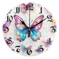 thumbnail image 1 of Wall Clock 10 Inch Silent Non-Ticking 8 Butterfly Battery Operated Rustic Retro for Living Room Home Kitchen Bathroom, 1 of 7