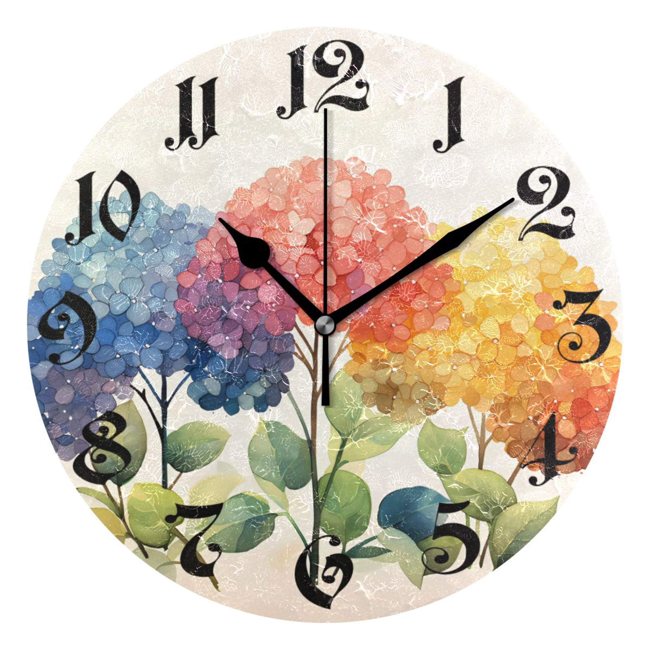 Wall Clock 10 Inch Silent Non-Ticking 8 Cute Trees Battery Operated ...
