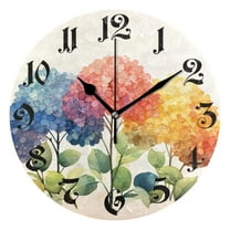 Wall Clock 10 Inch Silent Non-Ticking 8 Cute Trees Battery Operated Rustic Retro for Living Room Home Kitchen Bathroom