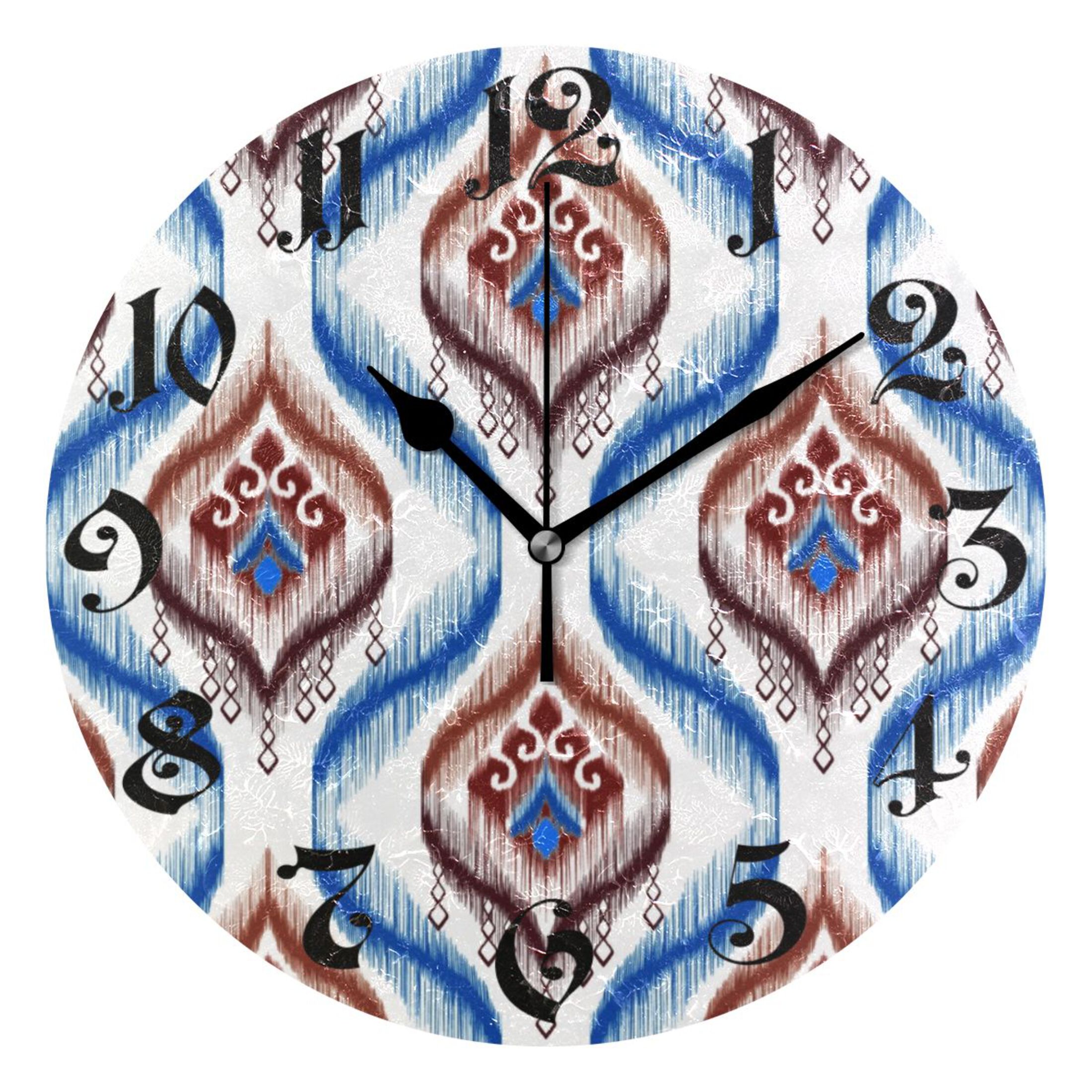 Wall Clock 10 Inch Silent NonTicking 8 Ethnic Mandala Bohomia Tribal