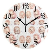 Wall Clock 10 Inch Silent Non-Ticking 8 Hedgehogs with Dots Battery Operated Rustic Retro for Living Room Home Kitchen Bathroom