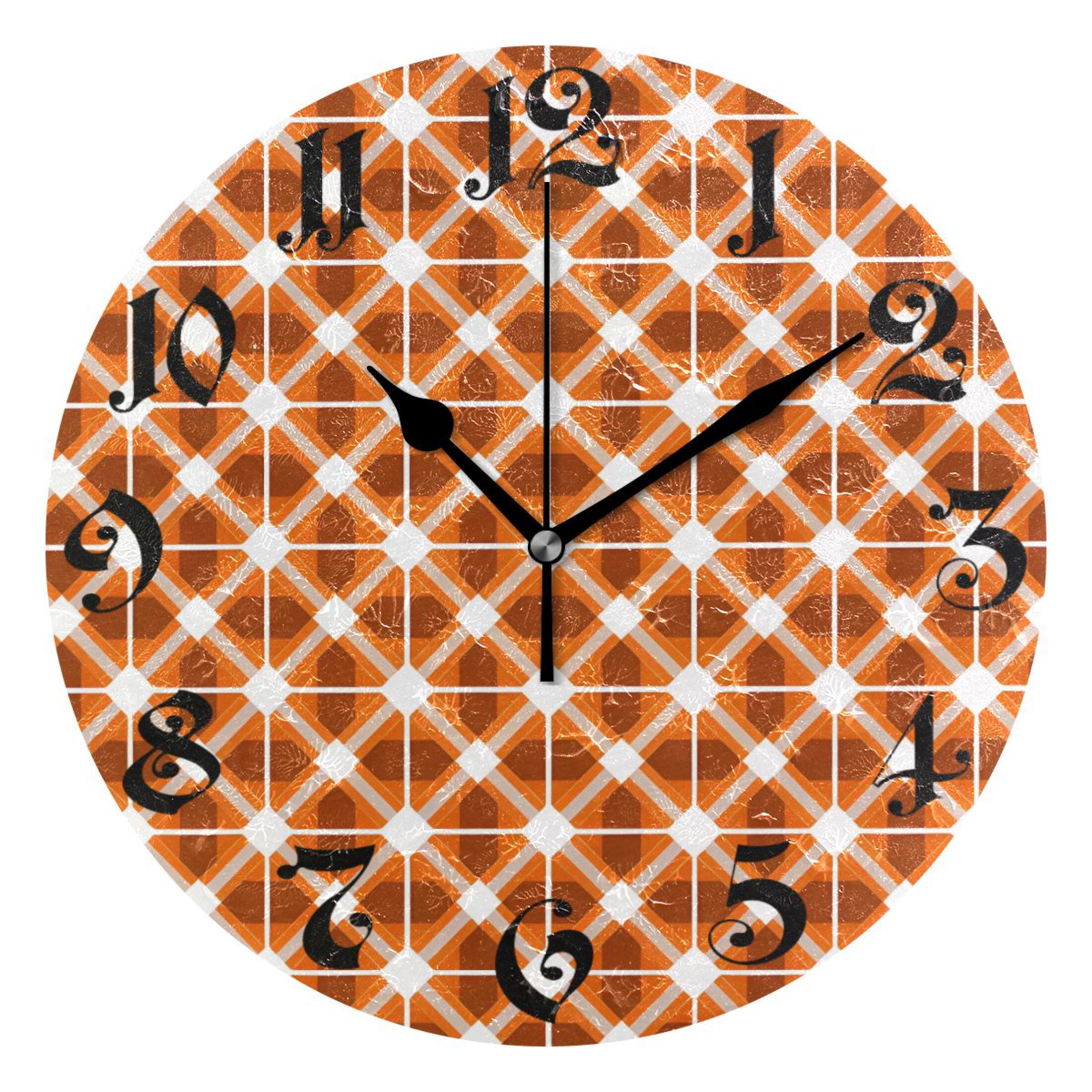 Wall Clock 10 Inch Silent NonTicking 8 Lattice Grid Battery Operated