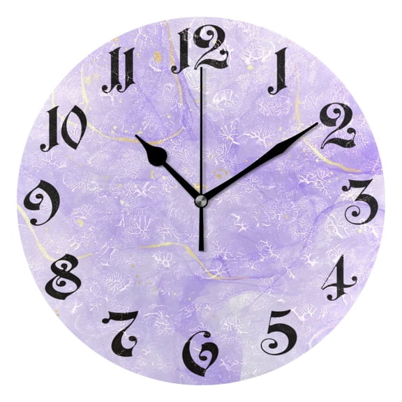 Wall Clock 10 Inch Silent Non-Ticking 8 Purple Lavender Liquid Battery Operated Rustic Retro for Living Room Home Kitchen Bathroom