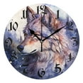 thumbnail image 1 of Wall Clock 10 Inch Silent Non-Ticking 8 Wolf with Forest Battery Operated Rustic Retro for Living Room Home Kitchen Bathroom, 1 of 7