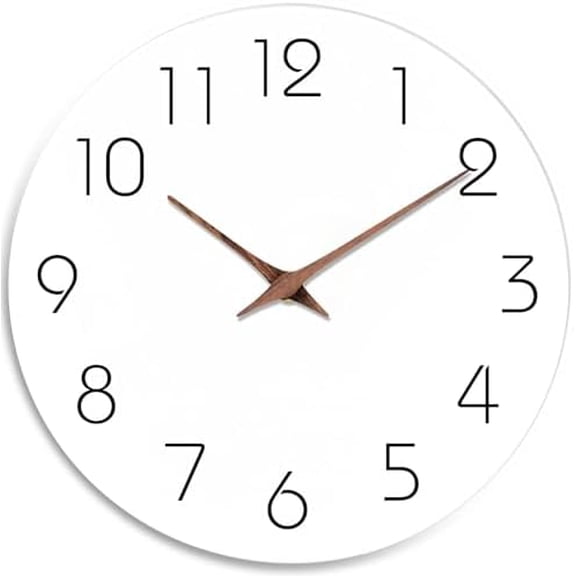 Wall Clock 10 Inch Silent Non Ticking Battery Operated White Modern Office Simple Minimalist Decorative for Kitchen Home Bathroom Living Room