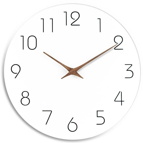 Wall Clock 10 Inch Silent Non Ticking Wood Wall Clocks Battery Operated - Wooden White Modern Office Simple Minimalist Clock Decorative for Kitchen,Home,Bathroom,Living Room White