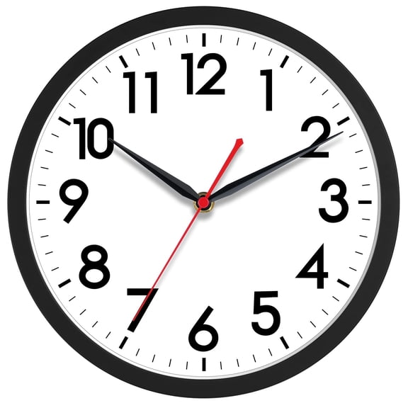 Wall Clock 10 Inch Silent Non-ticking Modern Clocks Operated - Analog Small Classic For Office Home Bathroom Kitchen Bedroom School Living Room(black)