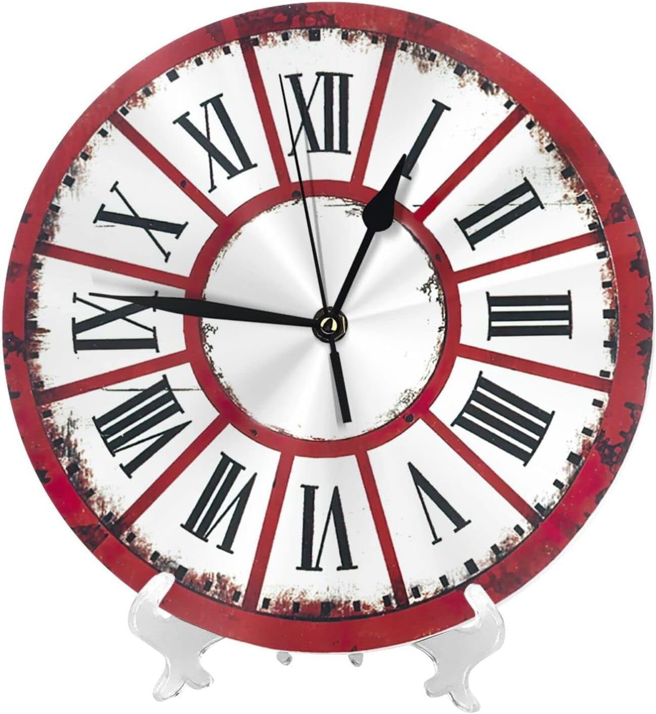 Wall Clock 10 Inch Vintage Colorful Red Roulette Arabic Numeral Non
