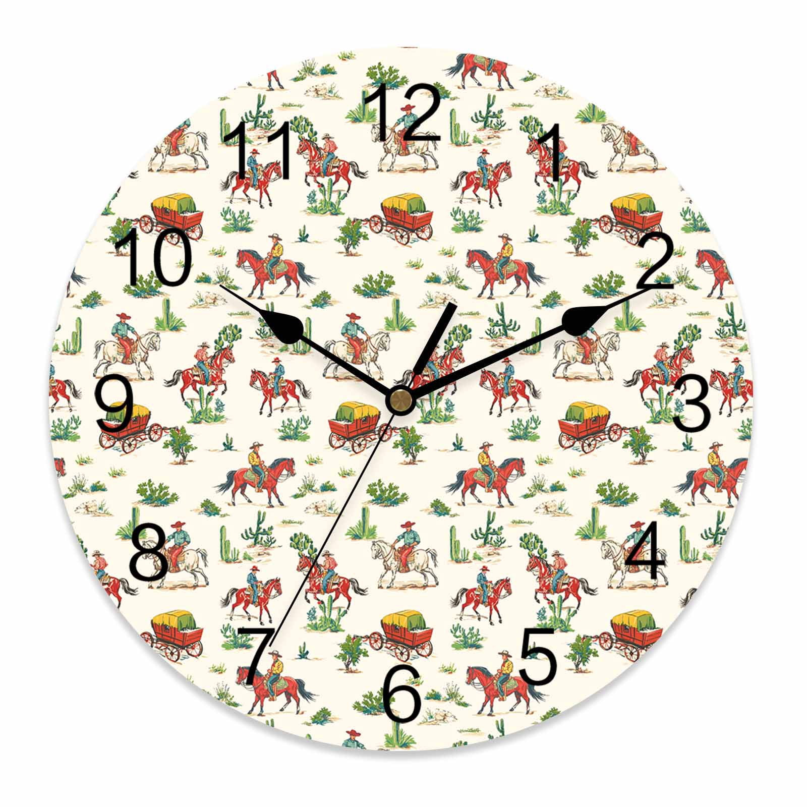 Wall Clock 10 Inch Western Farmhouse Round Silent Decorative Wall ...