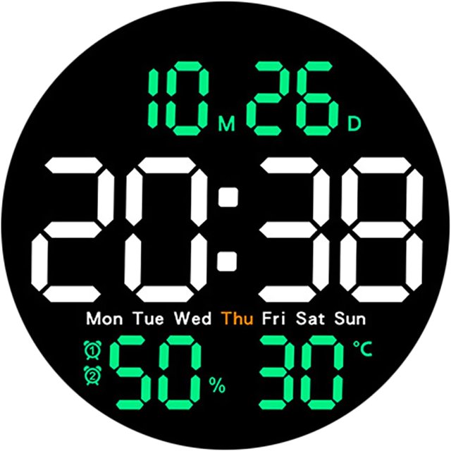 Wall Clock, 10\U201D Digital Wall Clocks Led Large Display, Round Alarm