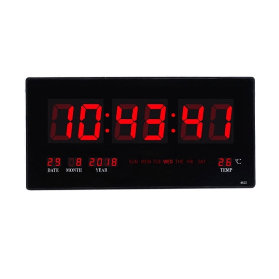 Wall Clock 12/14 with Calendar Temperature LED Display Desk Clock Month Date for Home living room and office