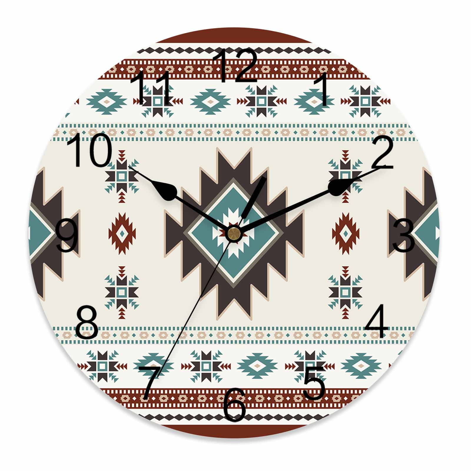 Wall Clock 12 Inch Boho Round Silent Decorative Wall Clocks Battery ...
