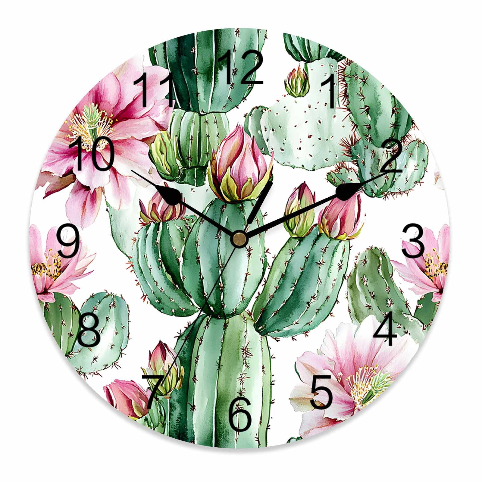 Wall Clock 12 Inch Botanical Floral Round Silent Decorative Wall Clocks ...