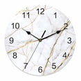 thumbnail image 1 of Wall Clock 12 Inch Gray White Gold Marble Texture Round Silent Decorative Wall Clocks Battery Operated for Living Room Bedroom Kitchen Classroom Decor, Abstract Lines,Large, 1 of 7